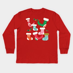 Retro Christmas stockings Kids Long Sleeve T-Shirt